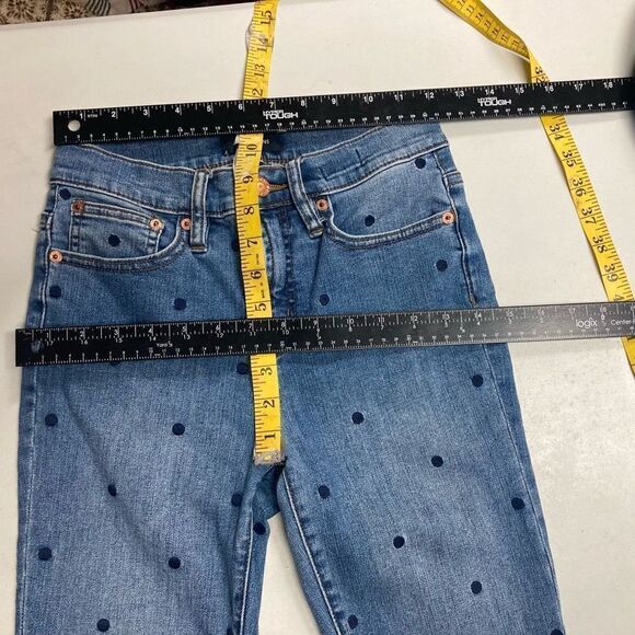 J.CREW Women’s Jeans 9” High-Rise Toothpick Polka Dot Blue Inseam 26” - Picture 4 of 10